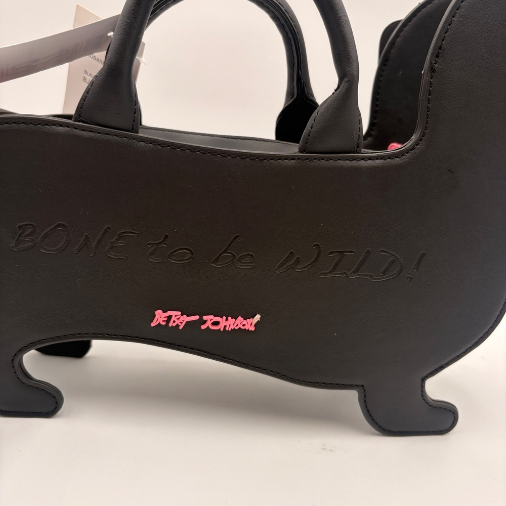 Betsey Johnson Halloween XOBARK Skeleton Dachshund Crossbody Bag Black Doxie Bag - Picture 4 of 14
